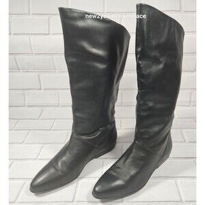 Bootalinos Vintage black leather woman's Midcalf riding Boots size 8m